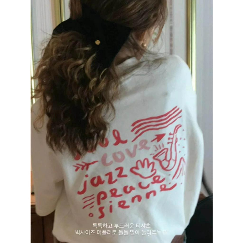 ᴷᴼᴿᴱᴬ 🇰🇷 字母前後印花短袖T恤-細節圖2