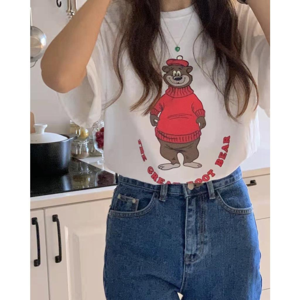 ᴋᴏʀᴇᴀ🇰🇷可愛毛衣小熊短袖上衣-細節圖9
