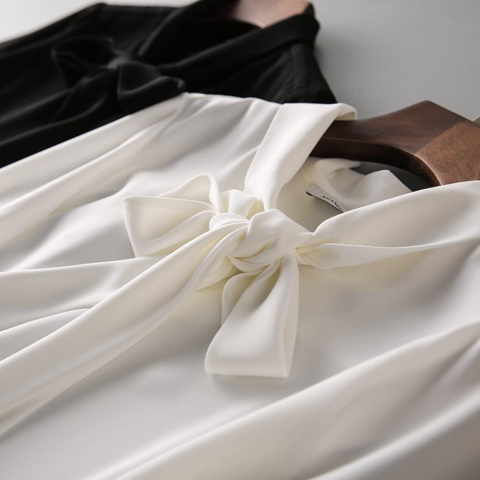 LYS -氣質百搭雪紡大飄帶領結上衣-細節圖3