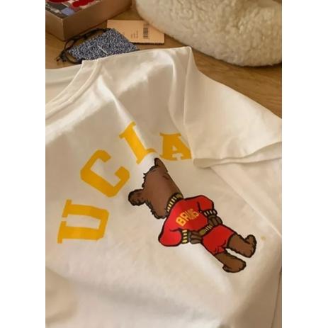 ᴋᴏʀᴇᴀ🇰🇷可愛小熊字母圓領顯瘦印花T恤-細節圖4