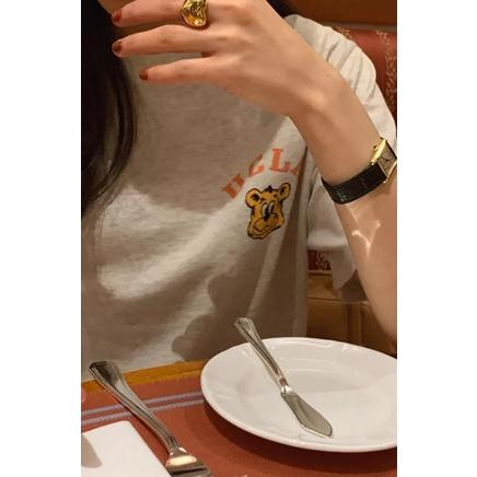 ᴋᴏʀᴇᴀ🇰🇷可愛小熊字母圓領顯瘦印花T恤-細節圖7