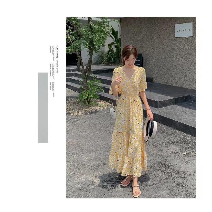LYS -顯白鵝黃碎花長裙-細節圖5
