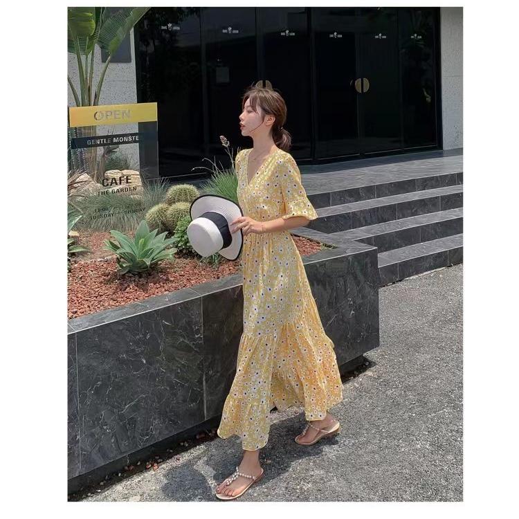 LYS -顯白鵝黃碎花長裙-細節圖8
