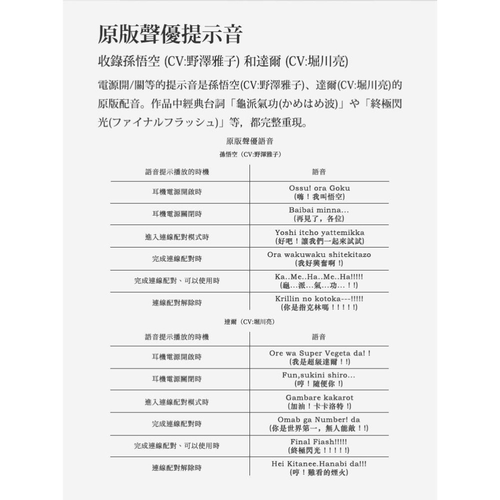 (兩入收藏組)日本final七龍珠聯名款耳機GOKU悟空+VEGETA貝吉達組-細節圖7