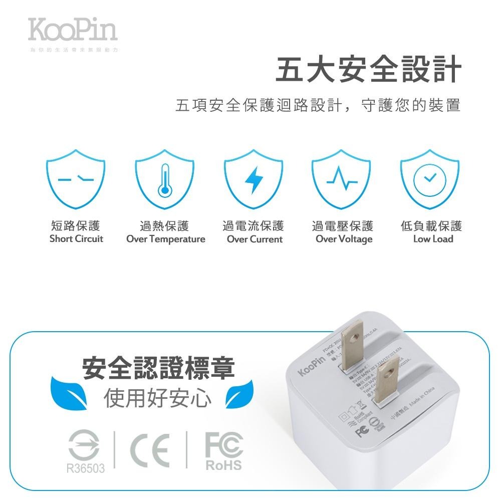 KooPin 迷你20W PD+QC折疊極速雙孔充電器(Type-C/USB-A)-細節圖5