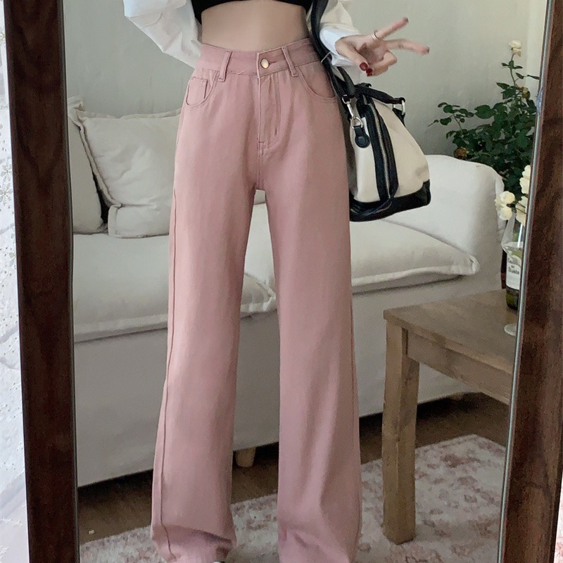 ［大尺碼到5XL］𝐔𝐌𝐄𝐎𝐖 𝐒𝐓𝐔𝐃𝐈𝐎 Dusty Pink髒粉色直筒牛仔褲 闊腿褲-細節圖2