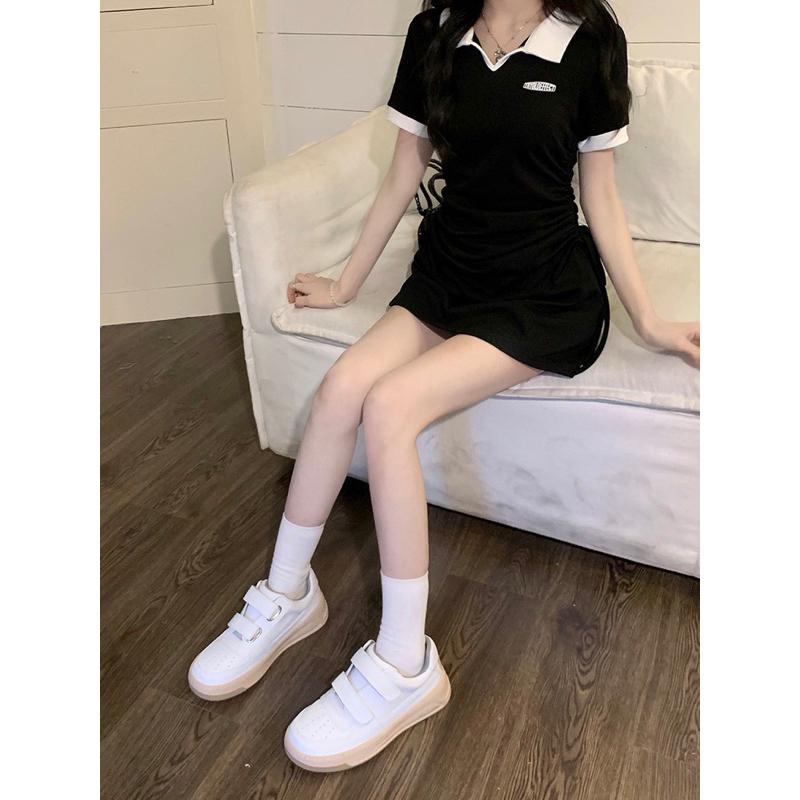 𝐔𝐌𝐄𝐎𝐖 𝐒𝐓𝐔𝐃𝐈𝐎 為妳而來 翻領撞色抽繩短袖連衣裙（3colors）洋裝-細節圖3