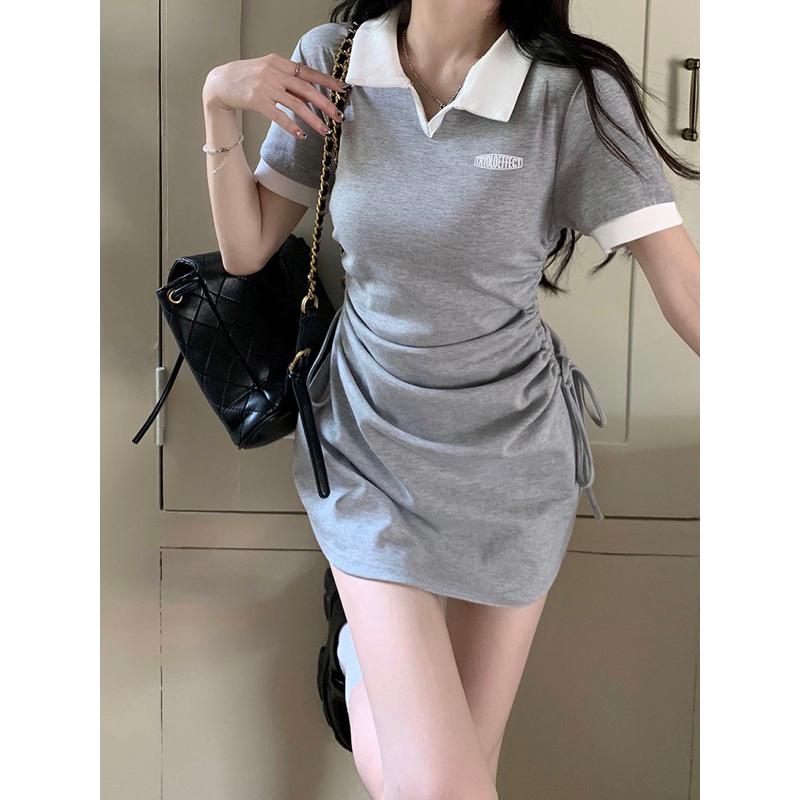 𝐔𝐌𝐄𝐎𝐖 𝐒𝐓𝐔𝐃𝐈𝐎 為妳而來 翻領撞色抽繩短袖連衣裙（3colors）洋裝-細節圖8