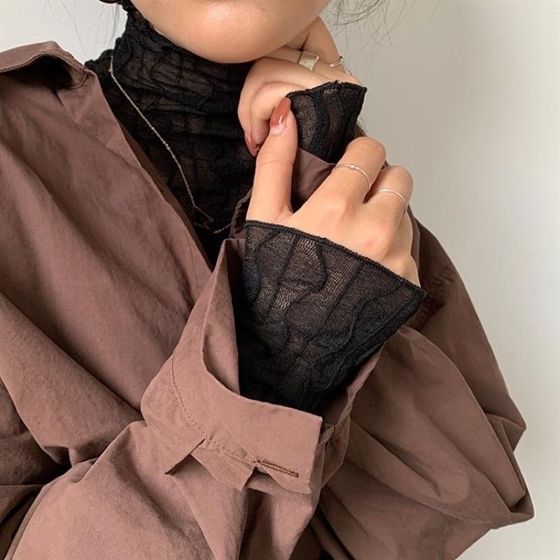 ［大尺碼到5XL］𝐔𝐌𝐄𝐎𝐖 𝐒𝐓𝐔𝐃𝐈𝐎 波浪紋蕾絲打底衣 內搭衣-細節圖3