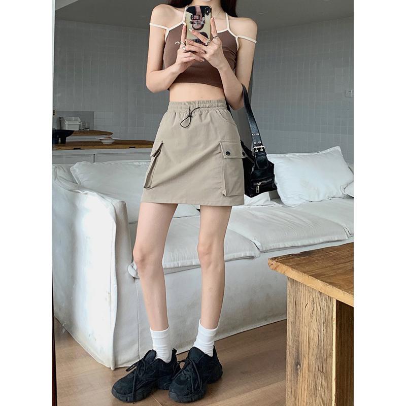 ［大尺碼到4XL］𝐔𝐌𝐄𝐎𝐖 𝐒𝐓𝐔𝐃𝐈𝐎 工裝包臀短裙 鬆緊腰-細節圖3