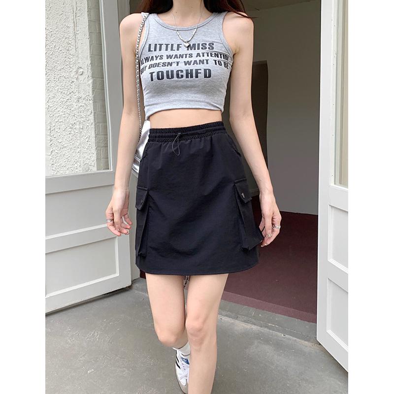 ［大尺碼到4XL］𝐔𝐌𝐄𝐎𝐖 𝐒𝐓𝐔𝐃𝐈𝐎 工裝包臀短裙 鬆緊腰-細節圖4