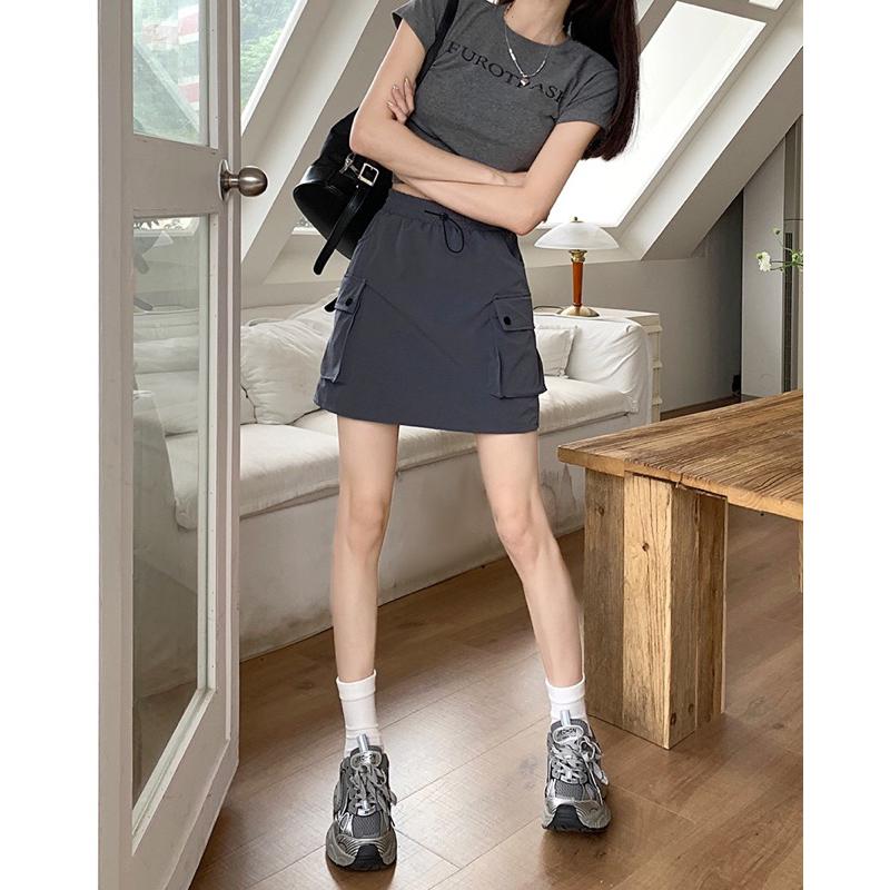 ［大尺碼到4XL］𝐔𝐌𝐄𝐎𝐖 𝐒𝐓𝐔𝐃𝐈𝐎 工裝包臀短裙 鬆緊腰-細節圖6