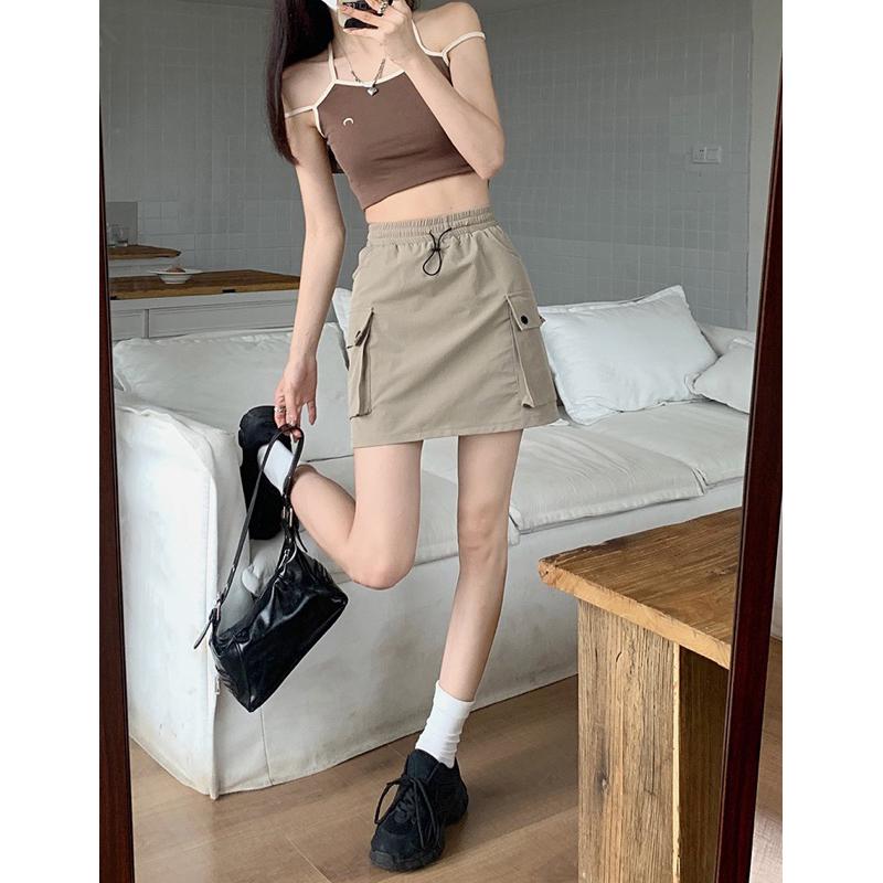 ［大尺碼到4XL］𝐔𝐌𝐄𝐎𝐖 𝐒𝐓𝐔𝐃𝐈𝐎 工裝包臀短裙 鬆緊腰-細節圖8