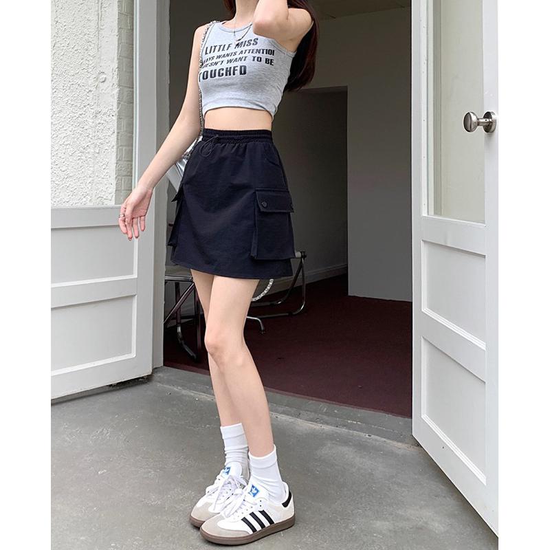 ［大尺碼到4XL］𝐔𝐌𝐄𝐎𝐖 𝐒𝐓𝐔𝐃𝐈𝐎 工裝包臀短裙 鬆緊腰-細節圖9