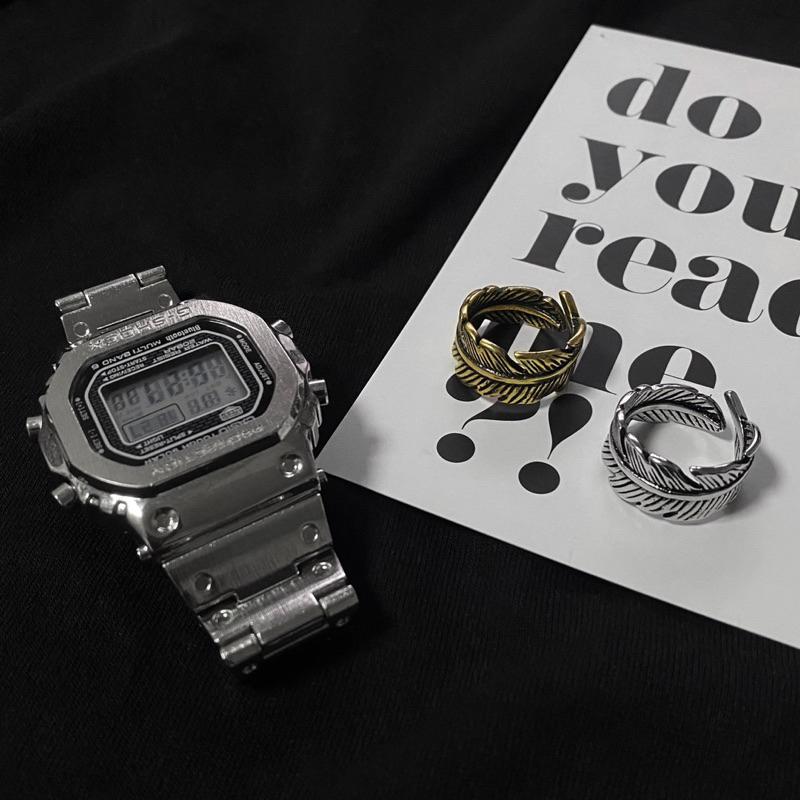 𝐔𝐌𝐄𝐎𝐖 𝐒𝐓𝐔𝐃𝐈𝐎 黑霧微光 復古羽毛戒指（2colors）情侶對戒-細節圖2