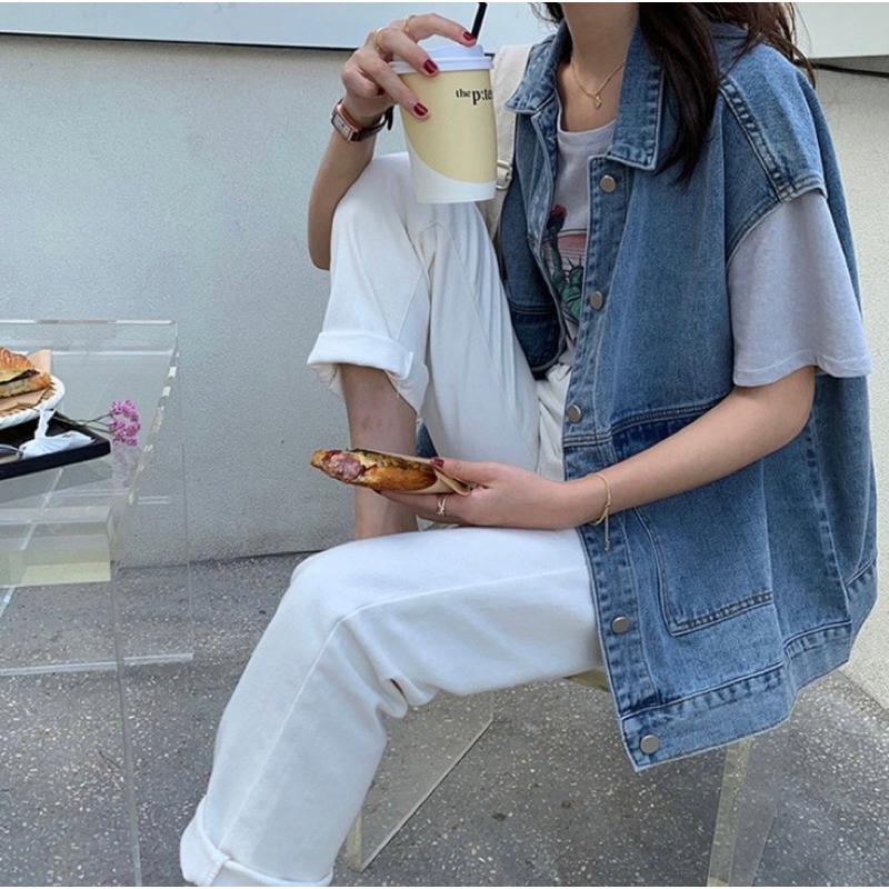 ［大尺碼到5XL］𝐔𝐌𝐄𝐎𝐖 𝐒𝐓𝐔𝐃𝐈𝐎 大口袋寬鬆牛仔背心外套-細節圖5