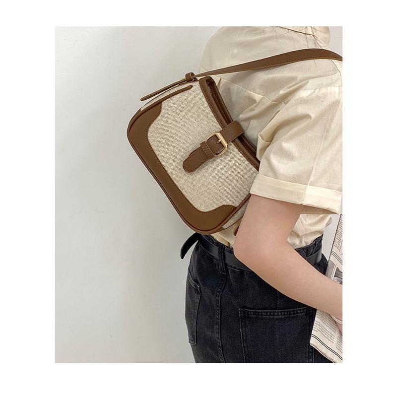 𝐔𝐌𝐄𝐎𝐖 𝐒𝐓𝐔𝐃𝐈𝐎 餘生是妳 拼接帆布腋下包（2colors）單肩手提包-細節圖4