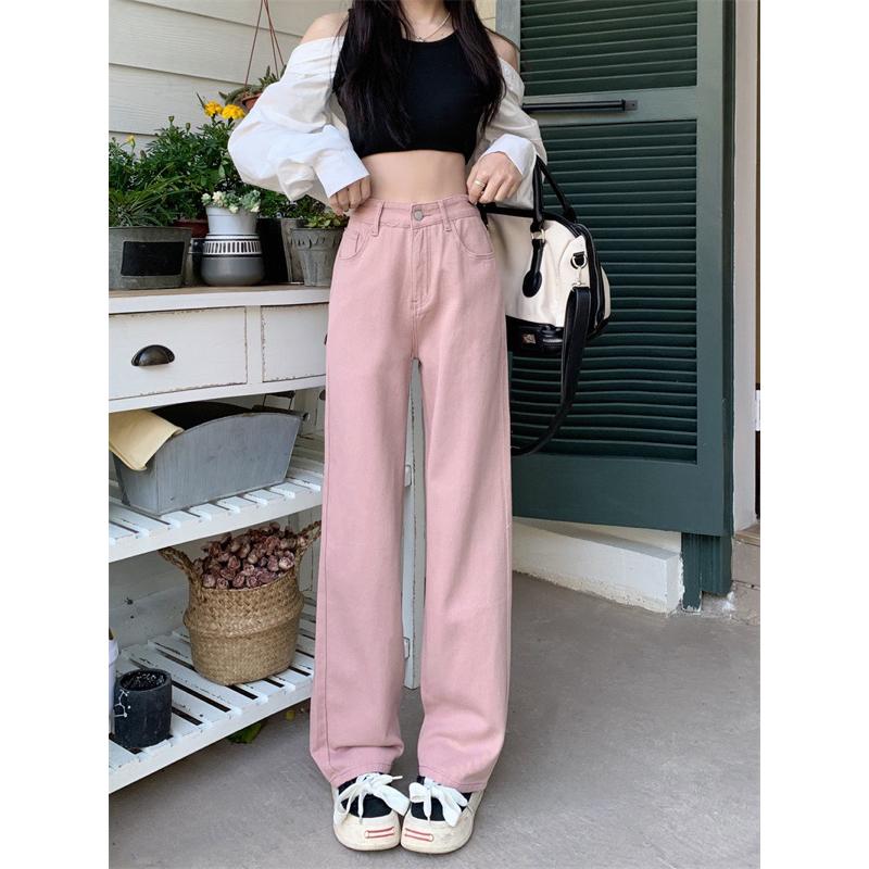 ［大尺碼到5XL］𝐔𝐌𝐄𝐎𝐖 𝐒𝐓𝐔𝐃𝐈𝐎 Dusty Pink髒粉色直筒牛仔褲 闊腿褲-細節圖2