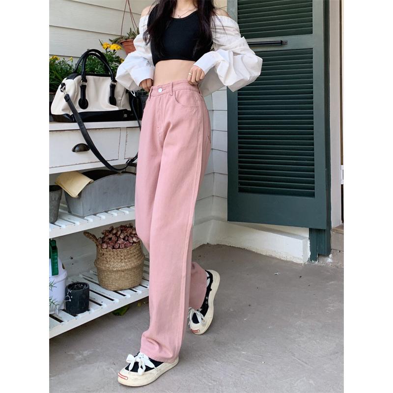 ［大尺碼到5XL］𝐔𝐌𝐄𝐎𝐖 𝐒𝐓𝐔𝐃𝐈𝐎 Dusty Pink髒粉色直筒牛仔褲 闊腿褲-細節圖3