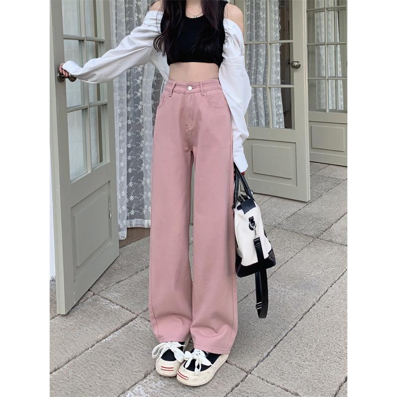 ［大尺碼到5XL］𝐔𝐌𝐄𝐎𝐖 𝐒𝐓𝐔𝐃𝐈𝐎 Dusty Pink髒粉色直筒牛仔褲 闊腿褲-細節圖4