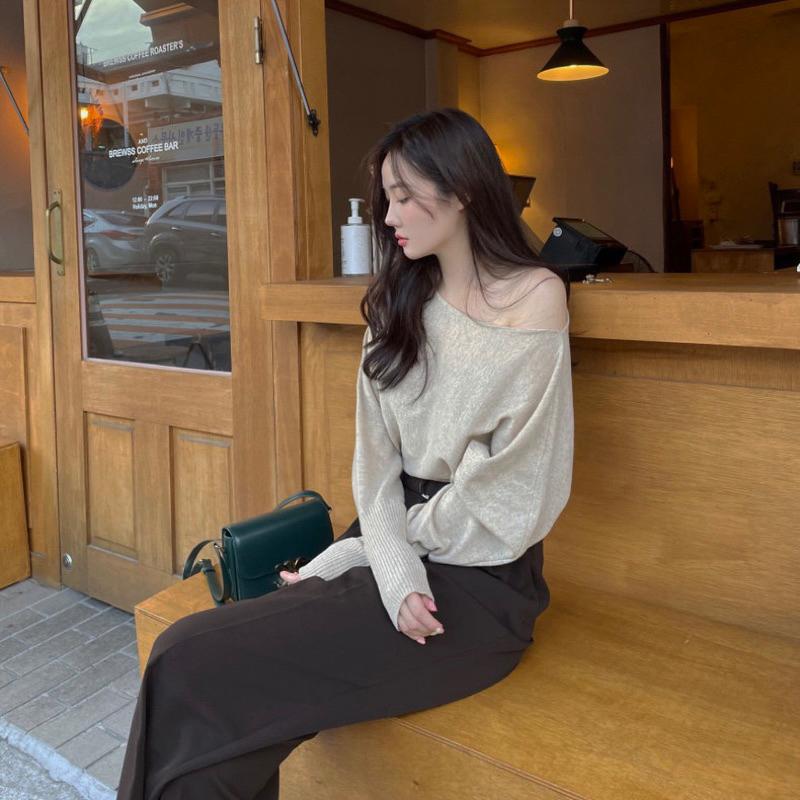 𝐔𝐌𝐄𝐎𝐖 𝐒𝐓𝐔𝐃𝐈𝐎 唯一的光芒 露肩針織長袖上衣（3colors）-細節圖4