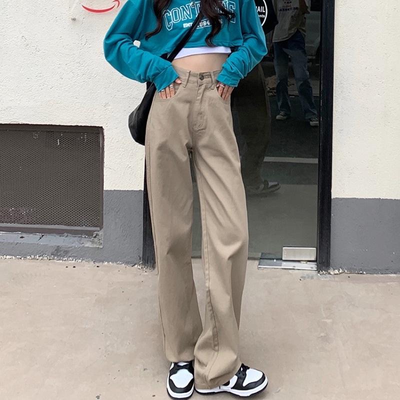 ［大尺碼到5XL］𝐔𝐌𝐄𝐎𝐖 𝐒𝐓𝐔𝐃𝐈𝐎 午茶時光 奶茶直筒牛仔褲-細節圖2