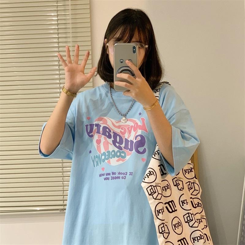 ［大尺碼到2XL］𝐔𝐌𝐄𝐎𝐖 𝐒𝐓𝐔𝐃𝐈𝐎 甜美方程式 Love Sugary💗英字短袖短T（3colors）純棉 印花-細節圖2