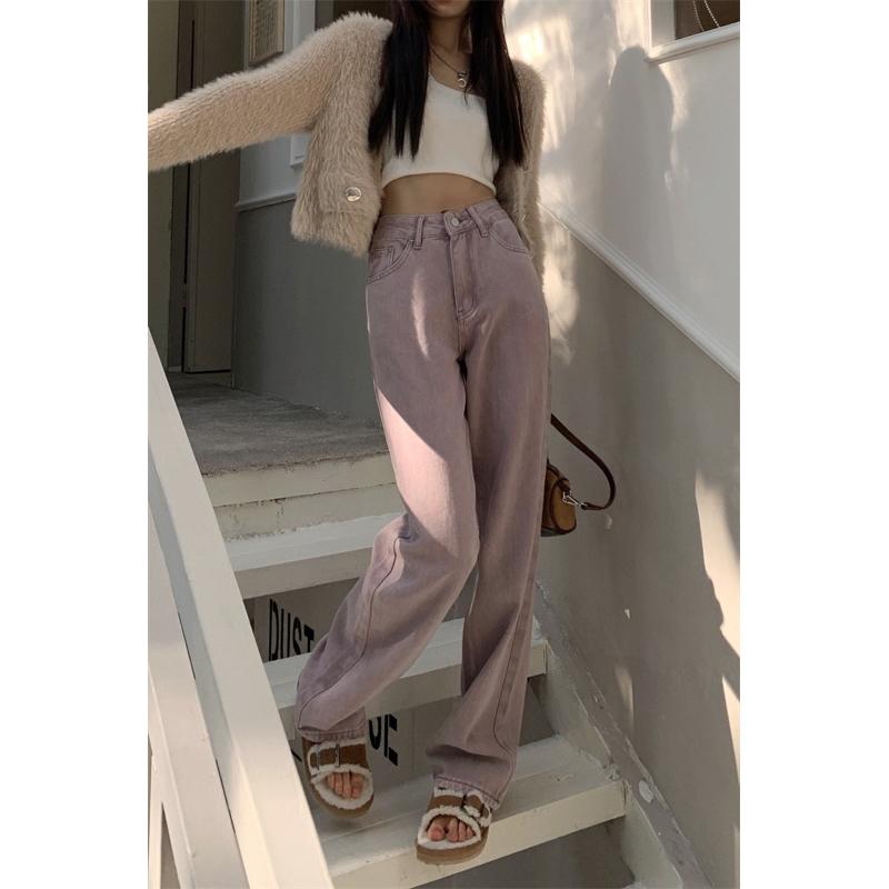 ［大尺碼到4XL］𝐔𝐌𝐄𝐎𝐖 𝐒𝐓𝐔𝐃𝐈𝐎 芋泥香芋 直筒牛仔褲 闊腿褲-細節圖3