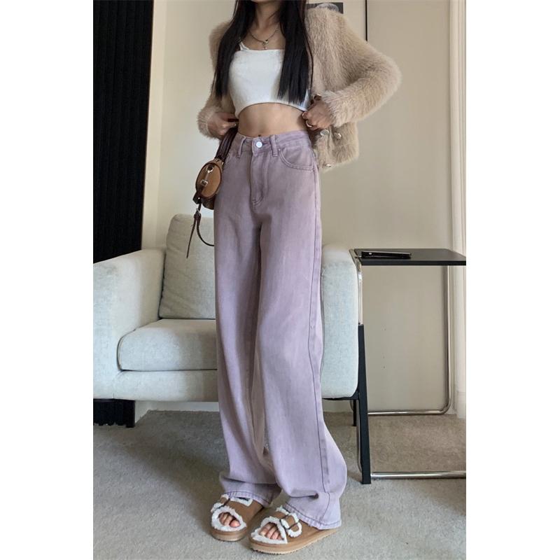 ［大尺碼到4XL］𝐔𝐌𝐄𝐎𝐖 𝐒𝐓𝐔𝐃𝐈𝐎 芋泥香芋 直筒牛仔褲 闊腿褲-細節圖4