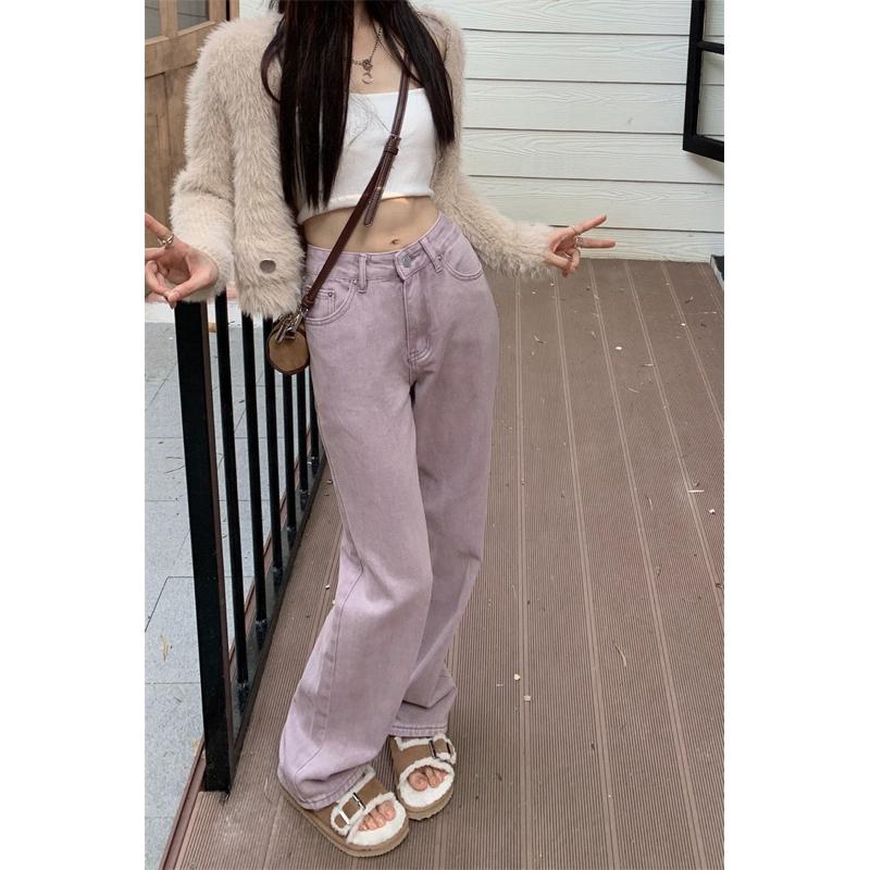 ［大尺碼到4XL］𝐔𝐌𝐄𝐎𝐖 𝐒𝐓𝐔𝐃𝐈𝐎 芋泥香芋 直筒牛仔褲 闊腿褲-細節圖5