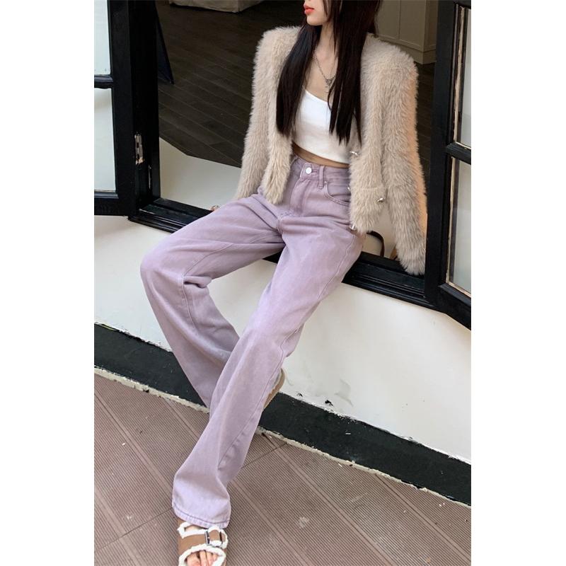 ［大尺碼到4XL］𝐔𝐌𝐄𝐎𝐖 𝐒𝐓𝐔𝐃𝐈𝐎 芋泥香芋 直筒牛仔褲 闊腿褲-細節圖6