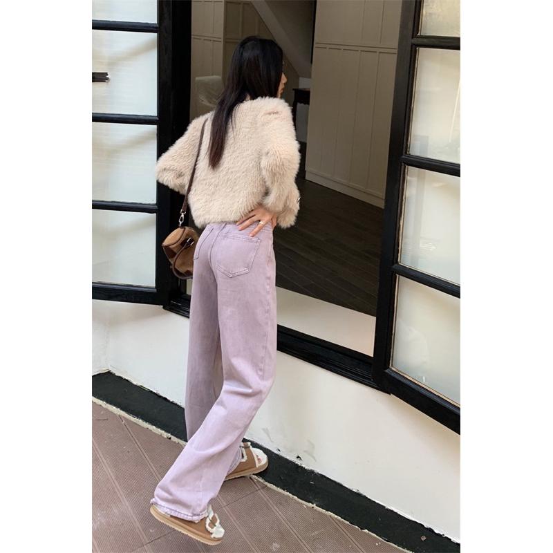 ［大尺碼到4XL］𝐔𝐌𝐄𝐎𝐖 𝐒𝐓𝐔𝐃𝐈𝐎 芋泥香芋 直筒牛仔褲 闊腿褲-細節圖9