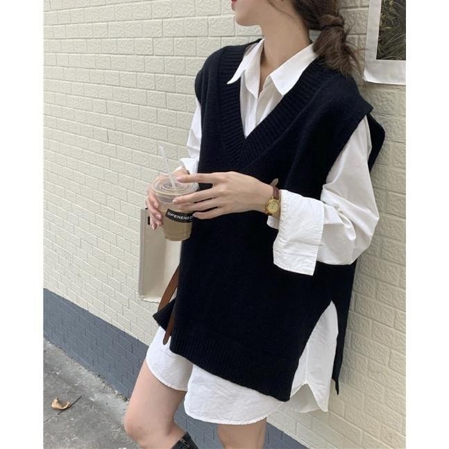 𝐔𝐌𝐄𝐎𝐖 𝐒𝐓𝐔𝐃𝐈𝐎 西岸的來信 開衩針織背心（2colors）馬甲-細節圖2