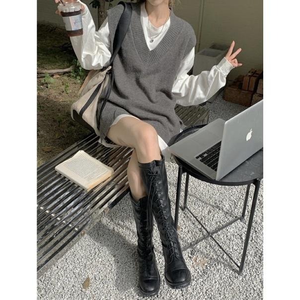 𝐔𝐌𝐄𝐎𝐖 𝐒𝐓𝐔𝐃𝐈𝐎 西岸的來信 開衩針織背心（2colors）馬甲-細節圖3