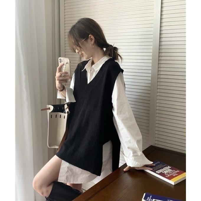 𝐔𝐌𝐄𝐎𝐖 𝐒𝐓𝐔𝐃𝐈𝐎 西岸的來信 開衩針織背心（2colors）馬甲-細節圖6