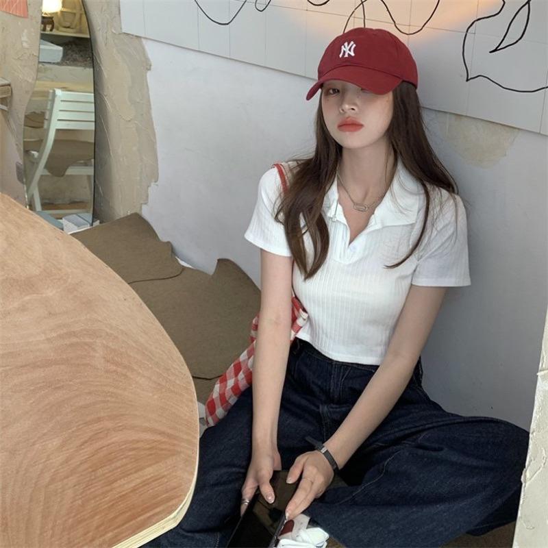 𝐔𝐌𝐄𝐎𝐖 𝐒𝐓𝐔𝐃𝐈𝐎 翻領短版短袖上衣（5colors）短T 修身-細節圖7