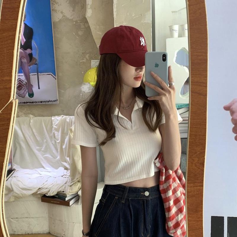 𝐔𝐌𝐄𝐎𝐖 𝐒𝐓𝐔𝐃𝐈𝐎 翻領短版短袖上衣（5colors）短T 修身-細節圖8