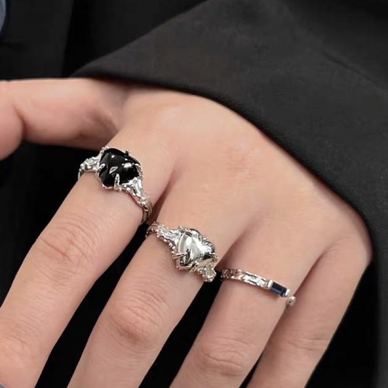 𝐔𝐌𝐄𝐎𝐖 𝐒𝐓𝐔𝐃𝐈𝐎 荊棘愛心黑瑪瑙s925純銀開口戒指 可調節戒-細節圖4