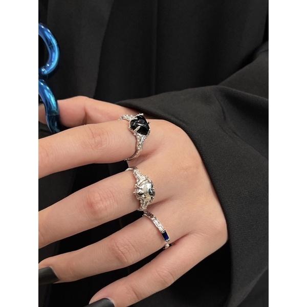 𝐔𝐌𝐄𝐎𝐖 𝐒𝐓𝐔𝐃𝐈𝐎 荊棘愛心黑瑪瑙s925純銀開口戒指 可調節戒-細節圖6