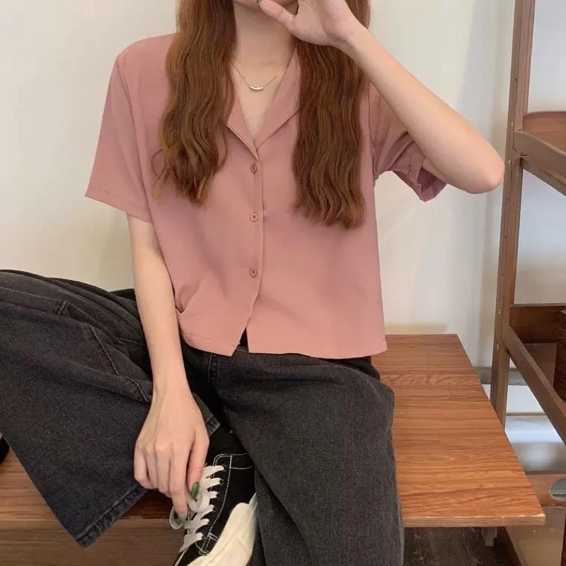 𝐔𝐌𝐄𝐎𝐖 𝐒𝐓𝐔𝐃𝐈𝐎 最重要的存在 西裝領短版短袖襯衫（3colors）-細節圖6