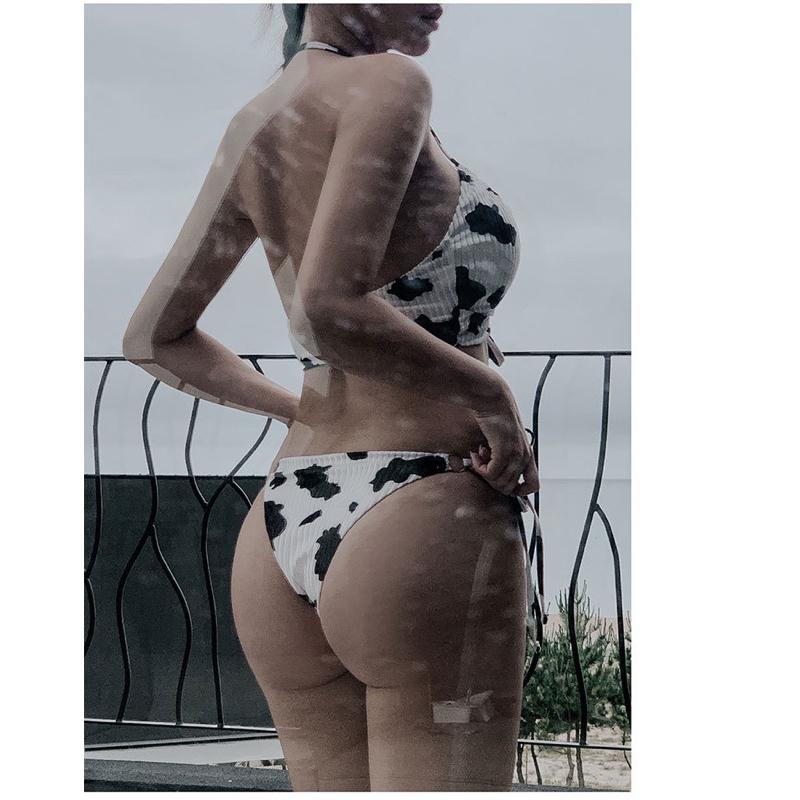 𝐔𝐌𝐄𝐎𝐖 𝐒𝐓𝐔𝐃𝐈𝐎 牛牛🐮綁帶比基尼 兩件式泳衣 乳牛紋-細節圖3