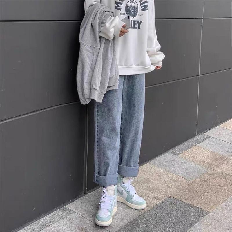 ［大尺碼到5XL］𝐔𝐌𝐄𝐎𝐖 𝐒𝐓𝐔𝐃𝐈𝐎 平行時空的妳 直筒闊腿牛仔褲（鬆緊抽繩款/鈕扣款）寬褲-細節圖2