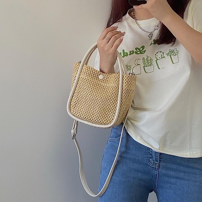 𝐔𝐌𝐄𝐎𝐖 𝐒𝐓𝐔𝐃𝐈𝐎 織夢女孩 兩用草編水桶包 手提斜背包-細節圖2