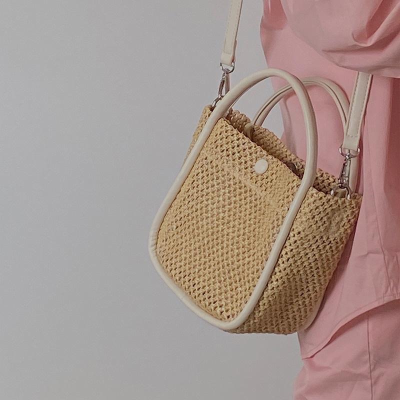𝐔𝐌𝐄𝐎𝐖 𝐒𝐓𝐔𝐃𝐈𝐎 織夢女孩 兩用草編水桶包 手提斜背包-細節圖4