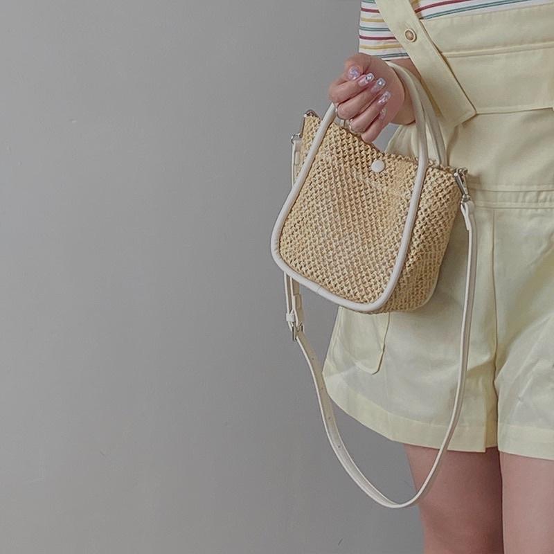 𝐔𝐌𝐄𝐎𝐖 𝐒𝐓𝐔𝐃𝐈𝐎 織夢女孩 兩用草編水桶包 手提斜背包-細節圖7