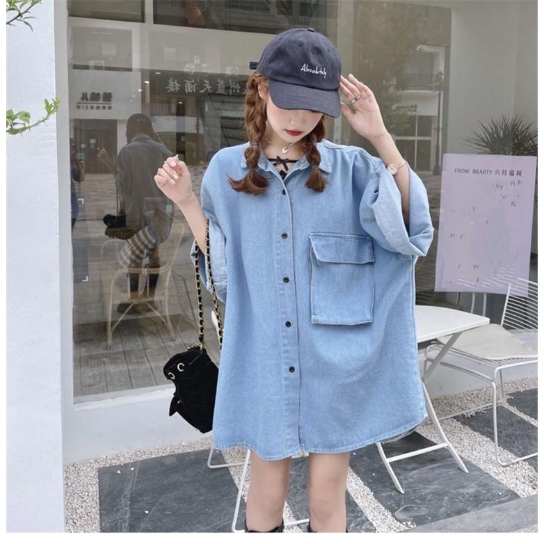 𝐔𝐌𝐄𝐎𝐖 𝐒𝐓𝐔𝐃𝐈𝐎 有妳的明天 oversize寬鬆牛仔短袖上衣 洋裝 連衣裙 牛仔外套-細節圖4