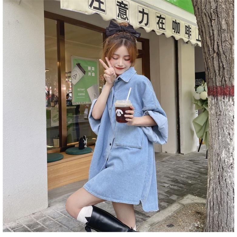 𝐔𝐌𝐄𝐎𝐖 𝐒𝐓𝐔𝐃𝐈𝐎 有妳的明天 oversize寬鬆牛仔短袖上衣 洋裝 連衣裙 牛仔外套-細節圖6