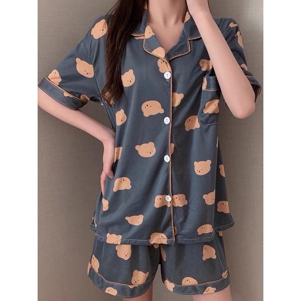 𝐔𝐌𝐄𝐎𝐖 𝐒𝐓𝐔𝐃𝐈𝐎 🐻小熊翻領短袖短褲睡衣 兩件式套裝 居家服-細節圖3