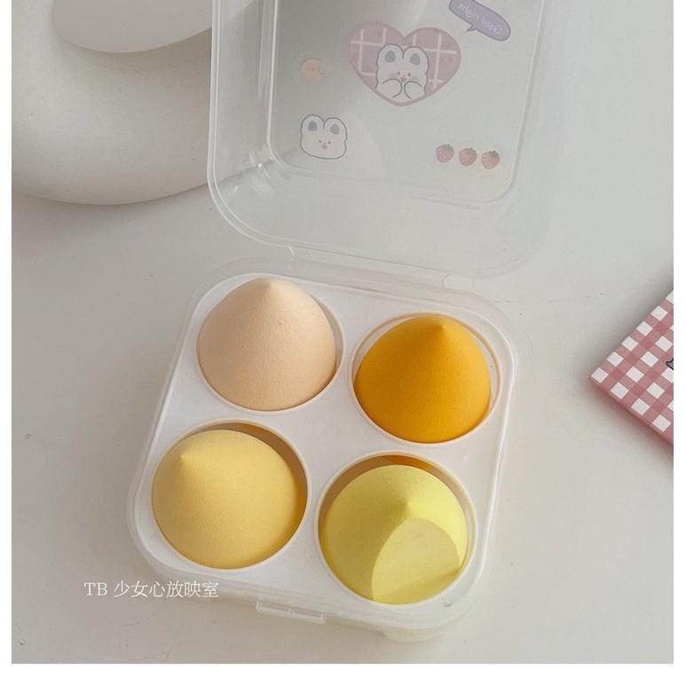 ［送收納盒］𝐔𝐌𝐄𝐎𝐖 𝐒𝐓𝐔𝐃𝐈𝐎 四顆美妝蛋 乾濕兩用不吃粉 化妝海綿粉撲-細節圖9