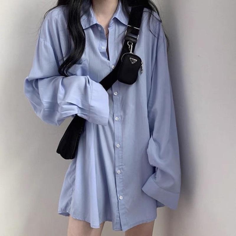 ［大尺碼到5XL］𝐔𝐌𝐄𝐎𝐖 𝐒𝐓𝐔𝐃𝐈𝐎 愛上妳的瞬間 oversize寬鬆長袖襯衫（2colors）男友衣 薄襯衫-細節圖4